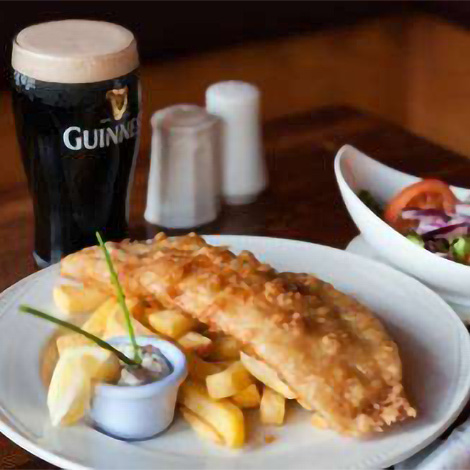 fish and chips, guinness, food on aran islands